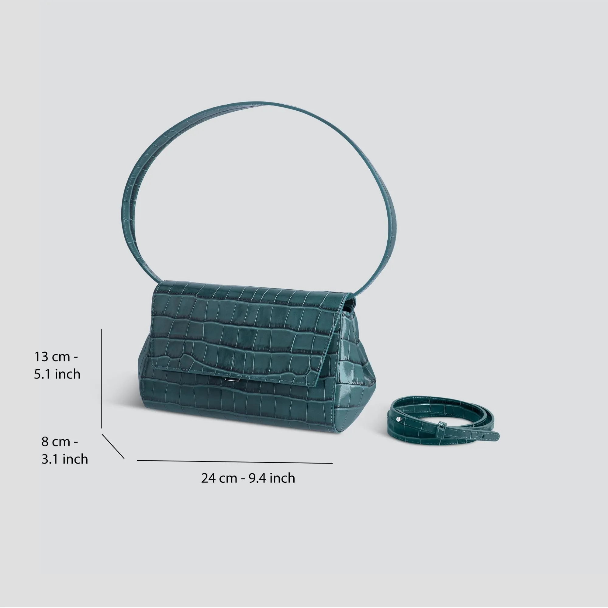 Ikon Clutch - croco dark teal