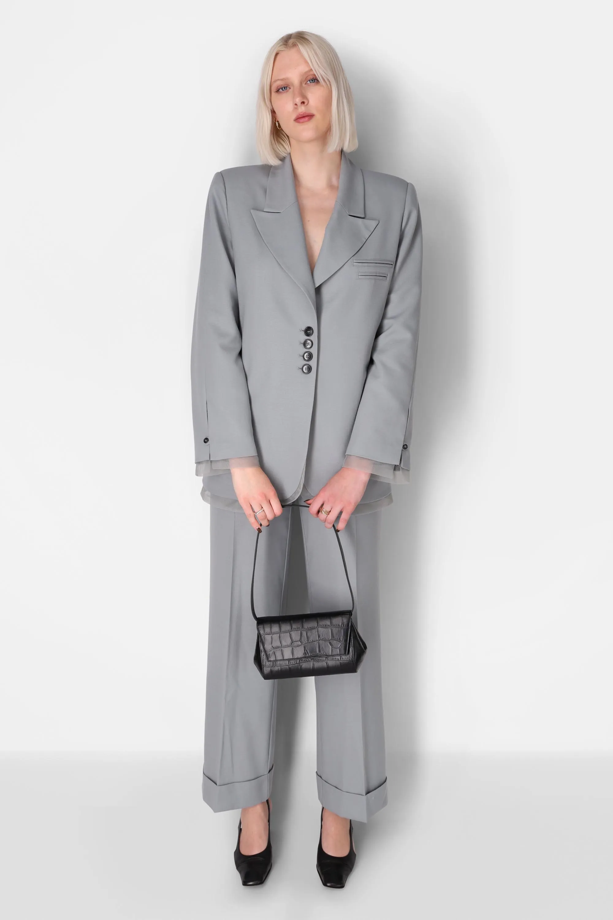 Ikon Clutch - croco dark teal