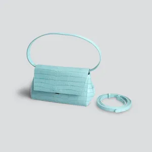 Ikon Clutch - croco pale turquoise