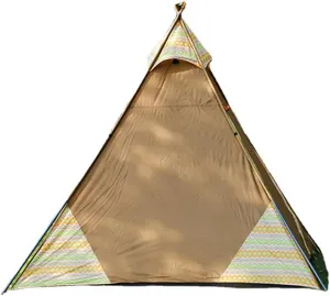Indian Tent Outdoor Family Camping Tent 3-4 People Tribal Style Pyramid Tent Indoor Children's Tent (Brown) (Brown)