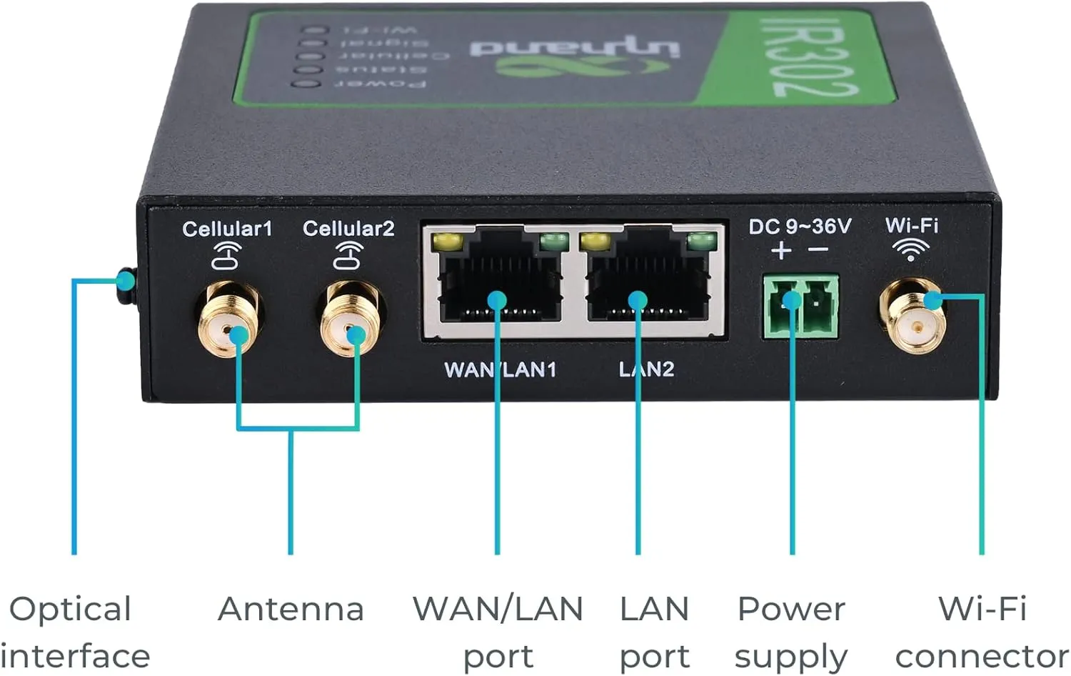 InHand Networks IR302 Industrial IoT 4G LTE VPN Cellular Router, LTE Cat 4  Wi-Fi, Dual sim Card Slots, Management by Cloud Platform, DI/DO Port, Support T-Mobile, AT&T & Verizon, UL Certification