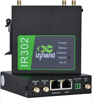 InHand Networks IR302 Industrial IoT 4G LTE VPN Cellular Router, LTE Cat 4  Wi-Fi, Dual sim Card Slots, Management by Cloud Platform, DI/DO Port, Support T-Mobile, AT&T & Verizon, UL Certification