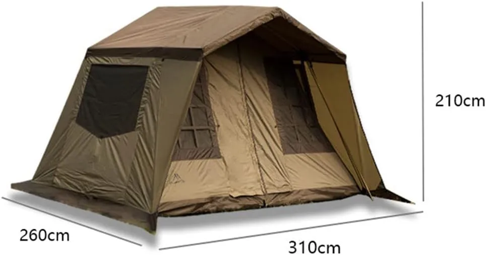 Instant Cabin Tent 3-4 Person Camping Tent - Family Waterproof Backpack Tents with Top Rainfly, Easy Set Up with Carry Bag for 4 Season Hiking Glamping Beach Outdoor (Khaki 310X260X210CM)