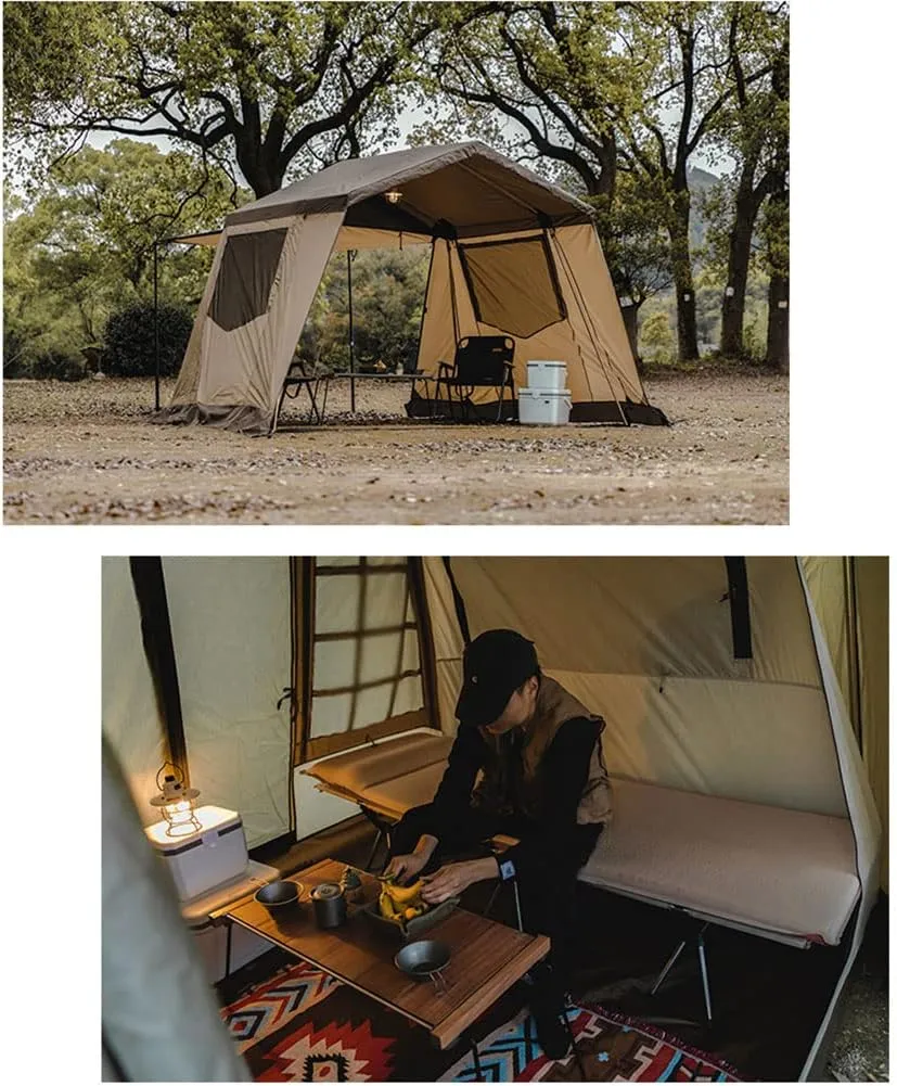 Instant Cabin Tent 3-4 Person Camping Tent - Family Waterproof Backpack Tents with Top Rainfly, Easy Set Up with Carry Bag for 4 Season Hiking Glamping Beach Outdoor (Khaki 310X260X210CM)