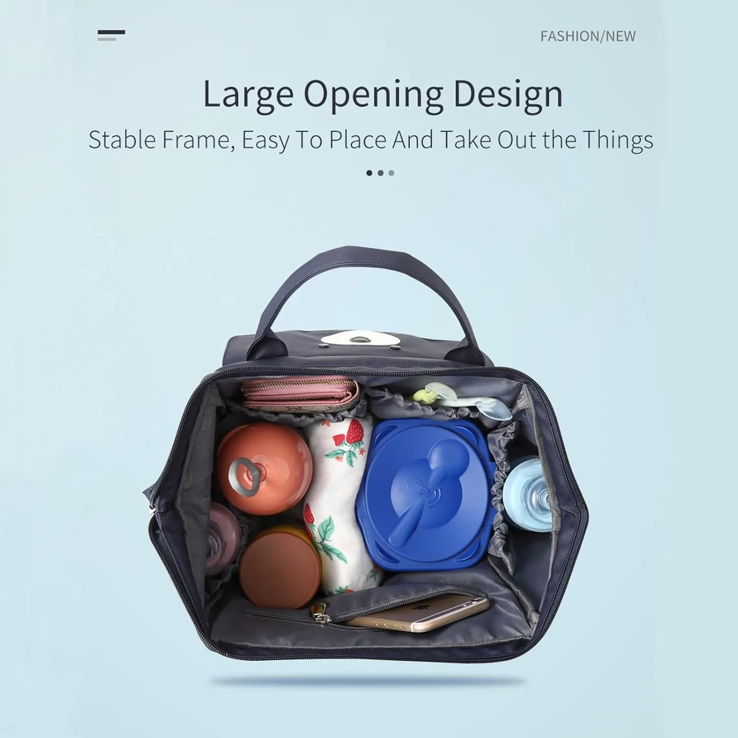 Insular Diaper Bag Backpack, Insular Multi-Function Travel Bag, Waterproof Maternity Nappy Bag Changing Bag for Mom Girls, Large Capacity Baby Bag with Stroller Straps and Changing Pad, Navy Blue Bear