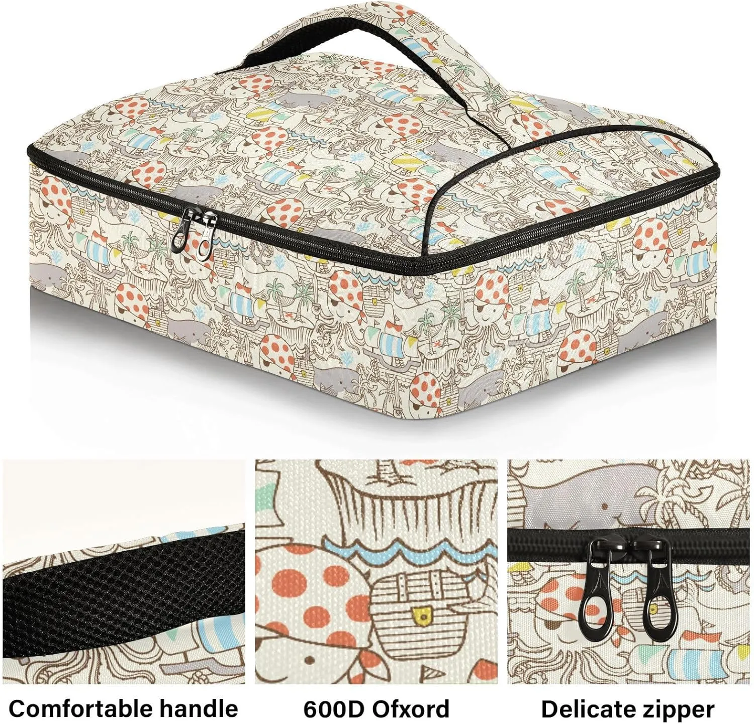 Insulated Lunch Bag for Women/Men for Work Outing Traveling with Adjustable Shoulder Strap for Adults Pattern 3