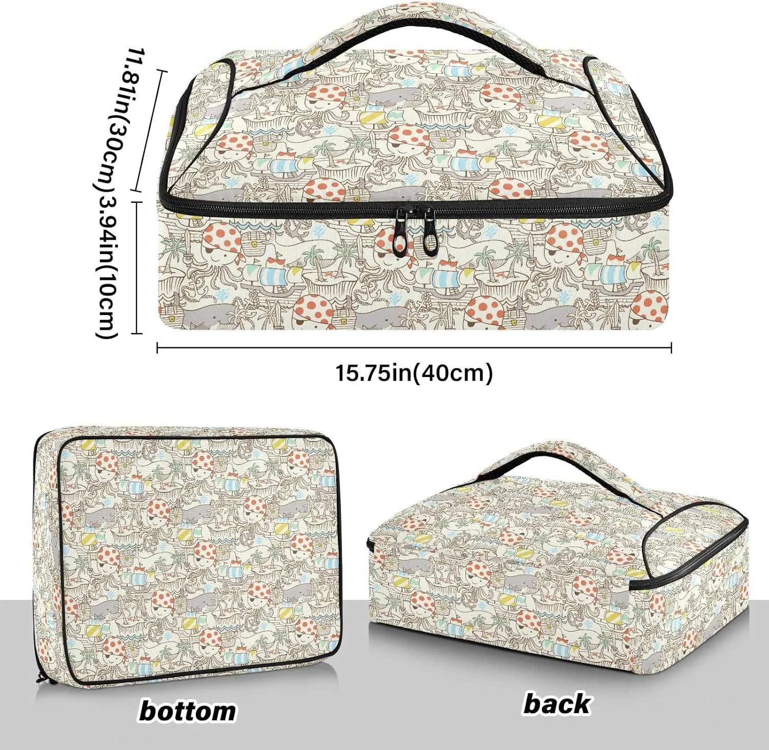 Insulated Lunch Bag for Women/Men for Work Outing Traveling with Adjustable Shoulder Strap for Adults Pattern 3
