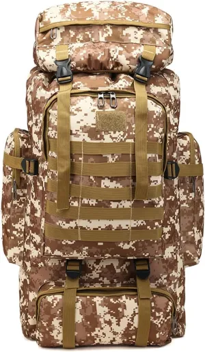IOFIT 600D Oxford Cloth Waterproof Backpack Trekking Fishing Bag Outdoor Sport 80L (Color : HM, Size : 80L)
