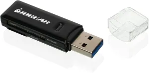 IOGEAR SuperSpeed 2-Slot USB 3.0 Flash Memory Card Reader - Win - Mac - Linux - Certain Android Systems - Supports SD, SDHC, SDXC, MMC/MicroSD, T-Flash (CR-UMSS) - GFR305SD