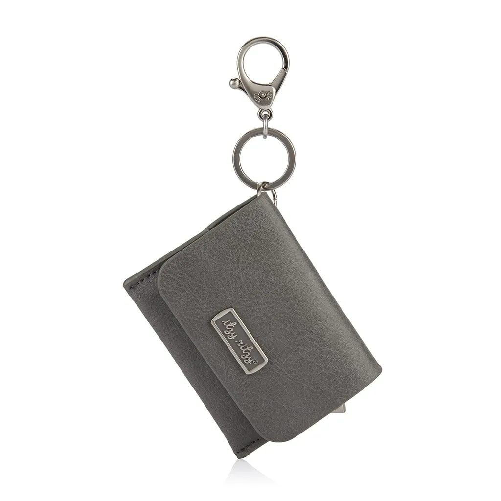 Itzy Ritzy – Itzy Mini Card Holder or Keychain; Small Wallet Can Clip to Diaper Bag, Purse, Travel Bag or Keychain (Grayson)