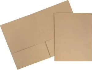JAM PAPER Premium Matte Cardstock Twin Pocket Folders - Recycled Brown Kraft Paper Bag - Bulk 50/Box