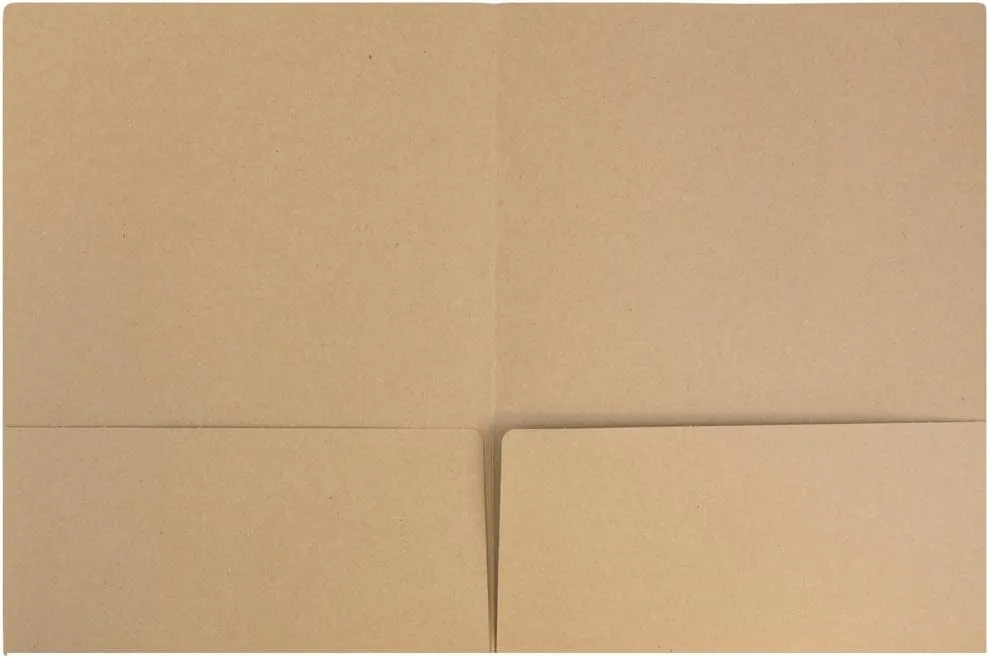 JAM PAPER Premium Matte Cardstock Twin Pocket Folders - Recycled Brown Kraft Paper Bag - Bulk 50/Box