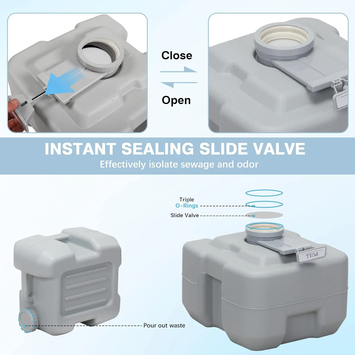 JAXPETY Portable Toilet with Carry Bag, Camping Toilet 5.3 Gallon Waste Tank Porta Potty, Leak-Proof Indoor Outdoor Toilet for RV, Travel, Boating, Fishing