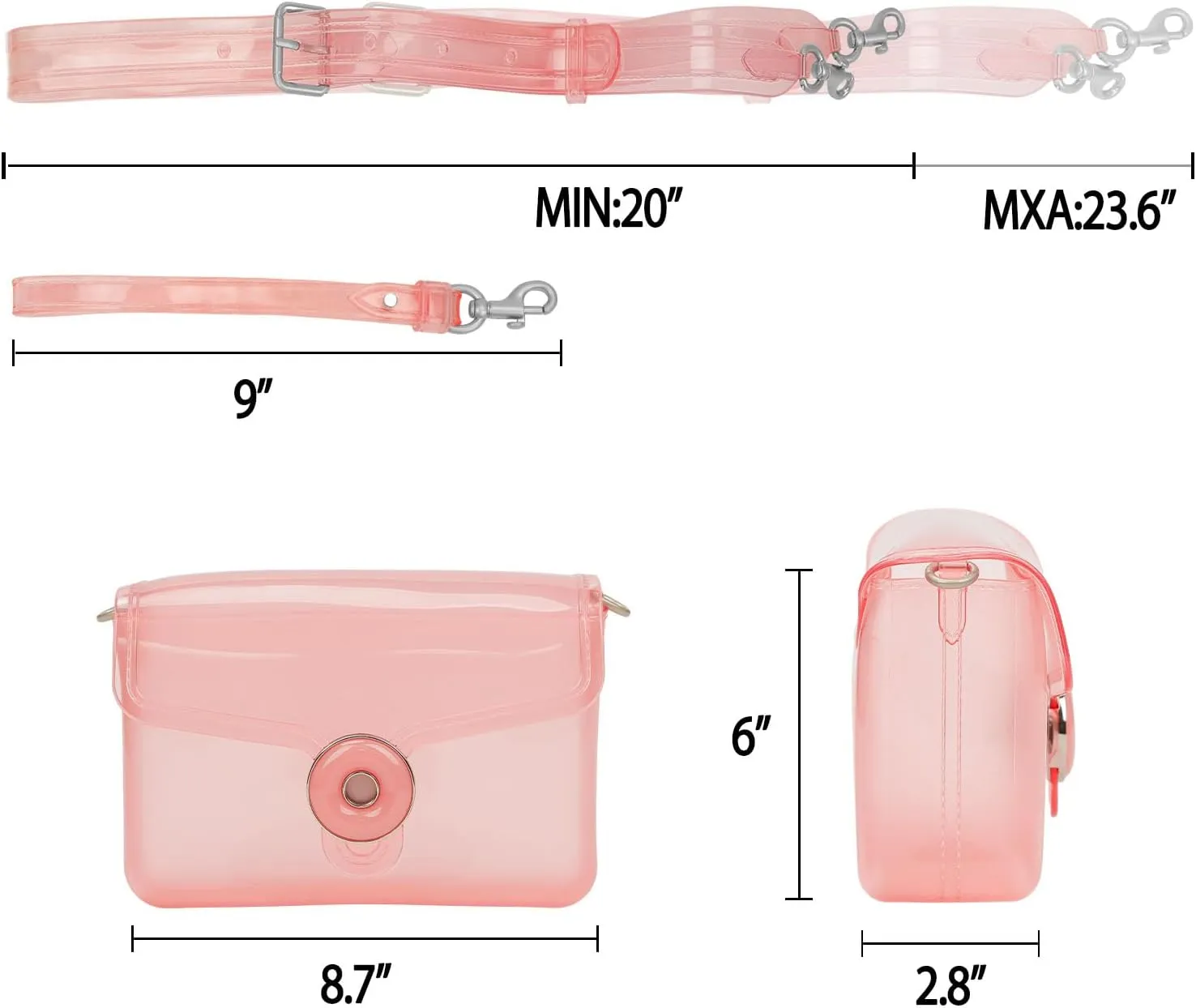 Jelly Tabby Bag - Clear Crossbody Bag for Women with Chain Vintage-Inspired Convertible Wristlet and Shoulder Bag