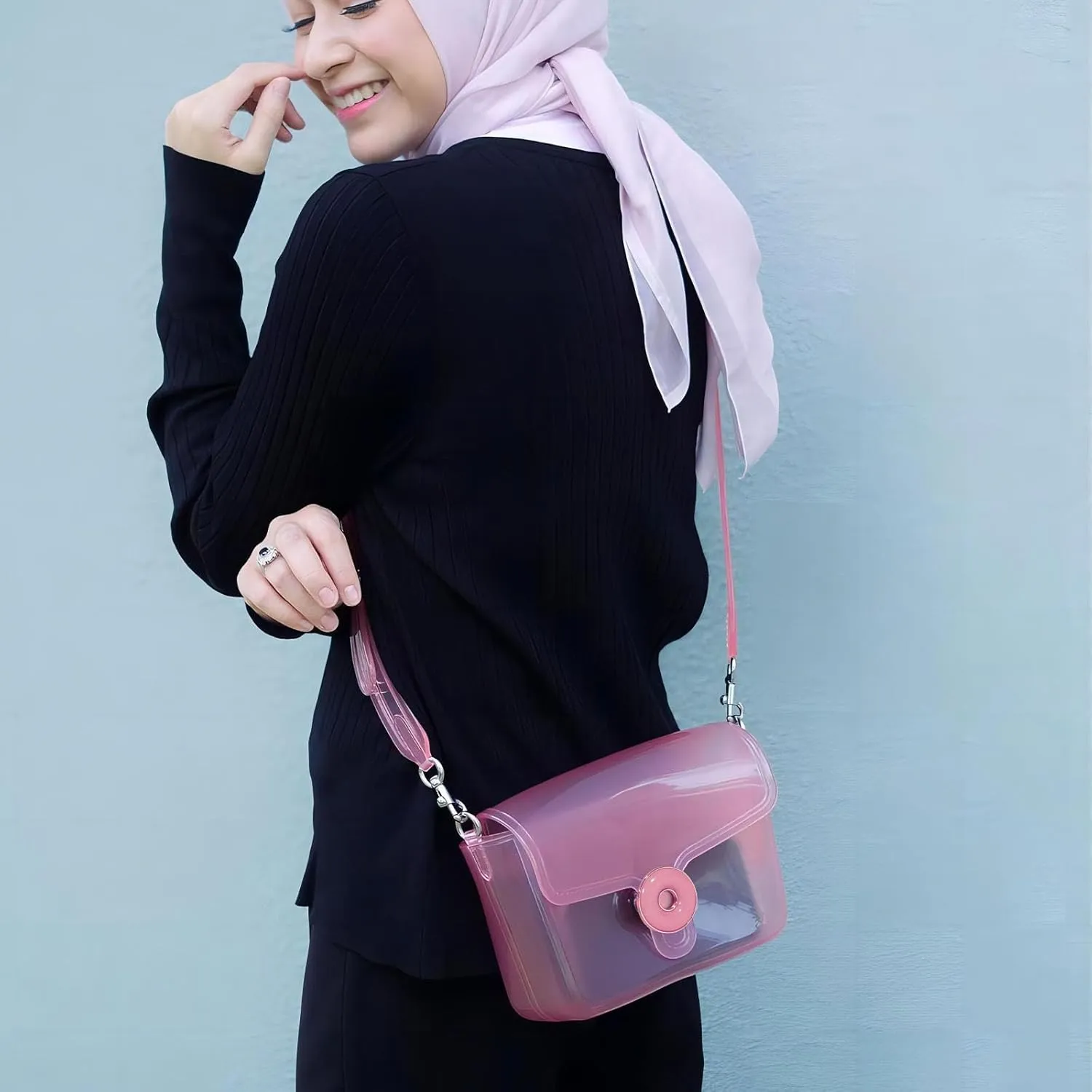 Jelly Tabby Bag - Clear Crossbody Bag for Women with Chain Vintage-Inspired Convertible Wristlet and Shoulder Bag