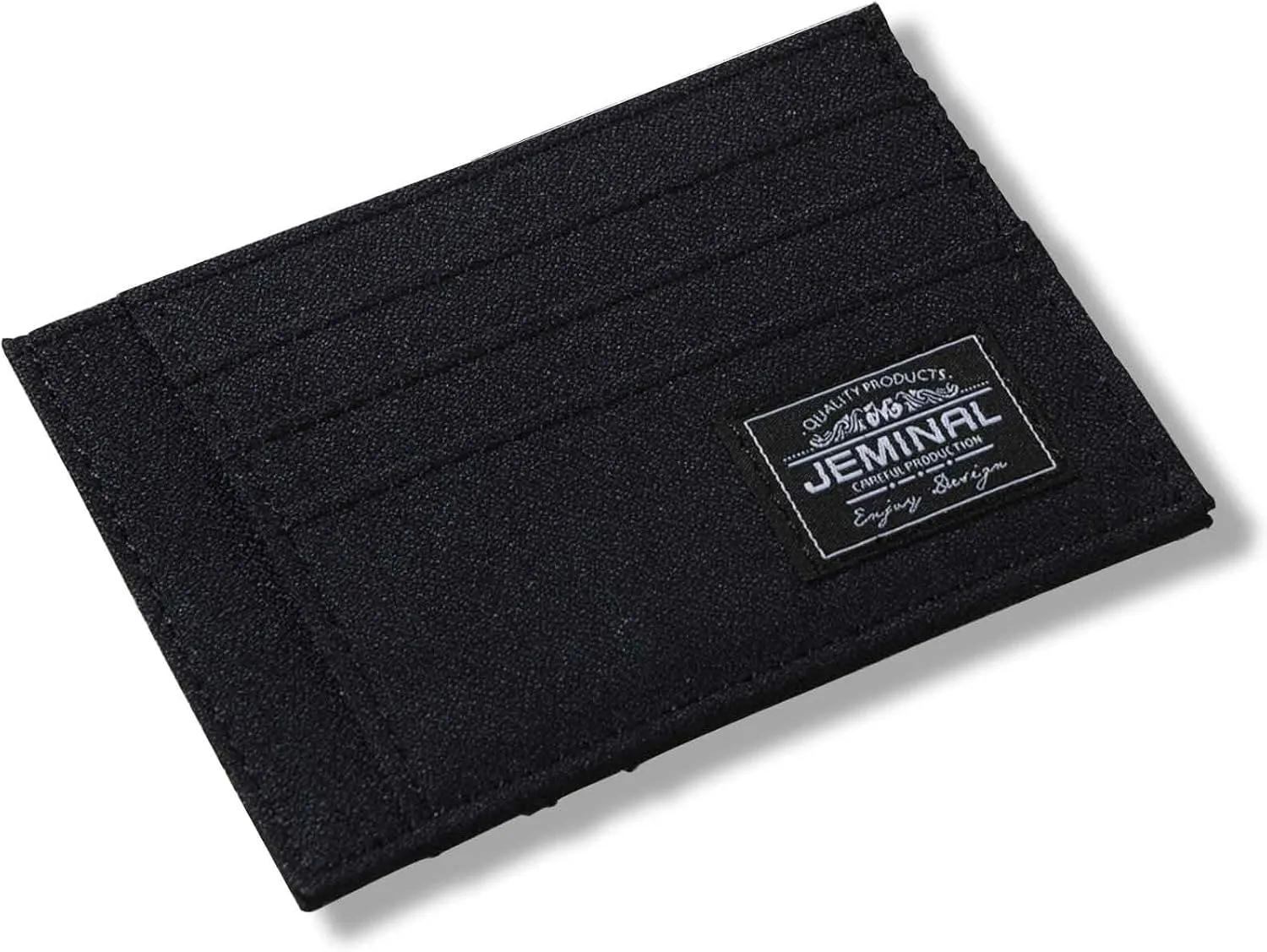 JEMINAL Slim Minimalist Front Pocket Men's Women's Canvas Wallet, Durable Nylon, 8-9 Card Positions, Cash Slot (Dull Black)