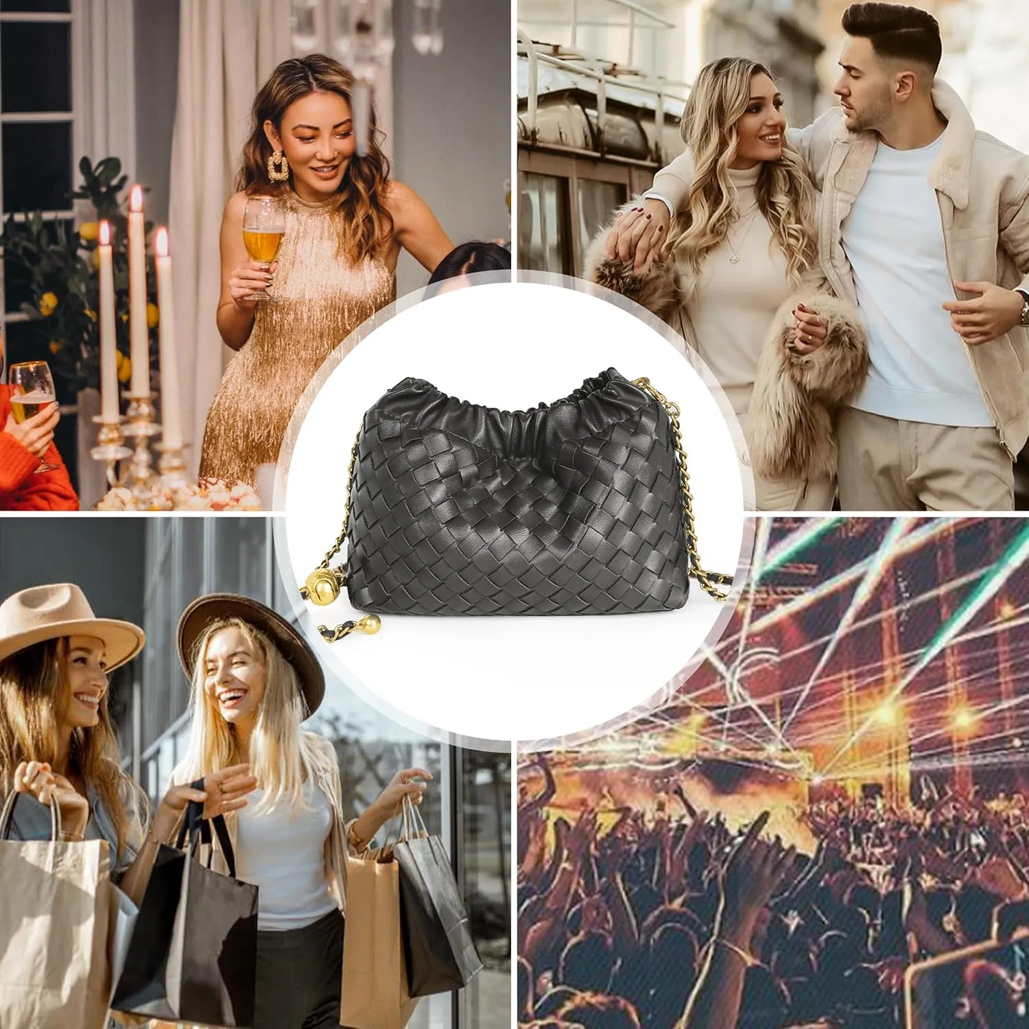 Joryin Woven Women's Crossbody Bag & Evening Purse, Trendy Dumpling Clutch & Hobo Cloud Shoulder Bag Trendy Dumpling Clutch