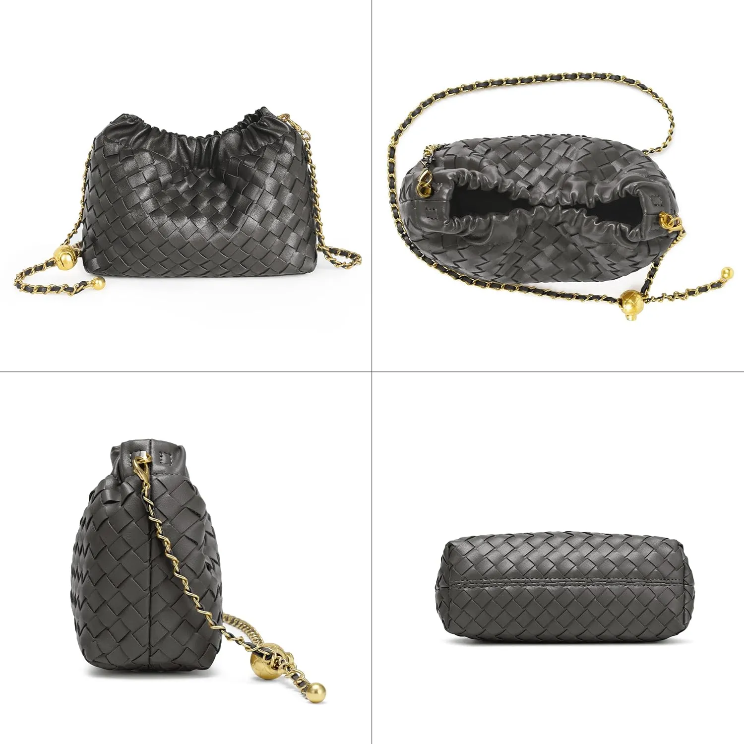Joryin Woven Women's Crossbody Bag & Evening Purse, Trendy Dumpling Clutch & Hobo Cloud Shoulder Bag Trendy Dumpling Clutch