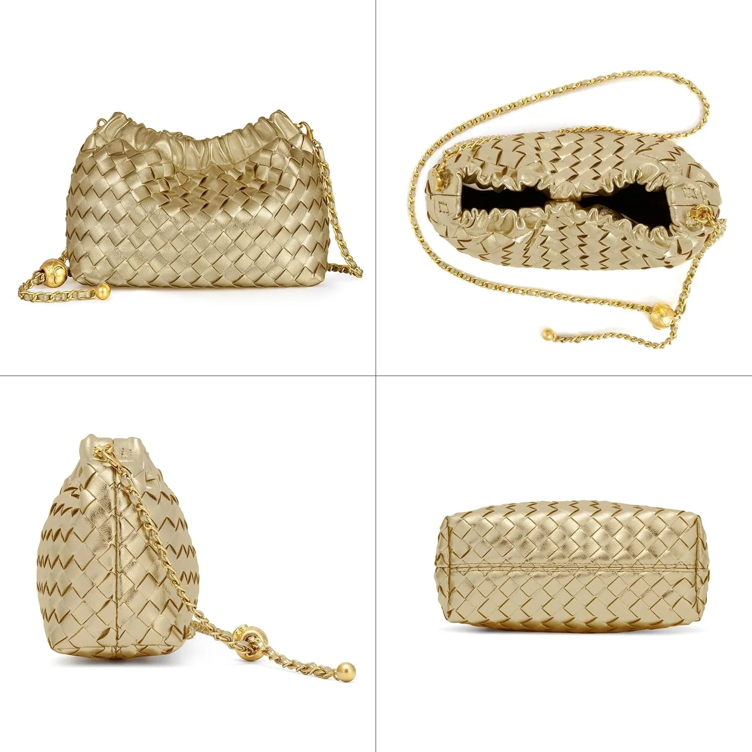 Joryin Woven Women's Crossbody Bag & Evening Purse, Trendy Dumpling Clutch & Hobo Cloud Shoulder Bag Trendy Dumpling Clutch