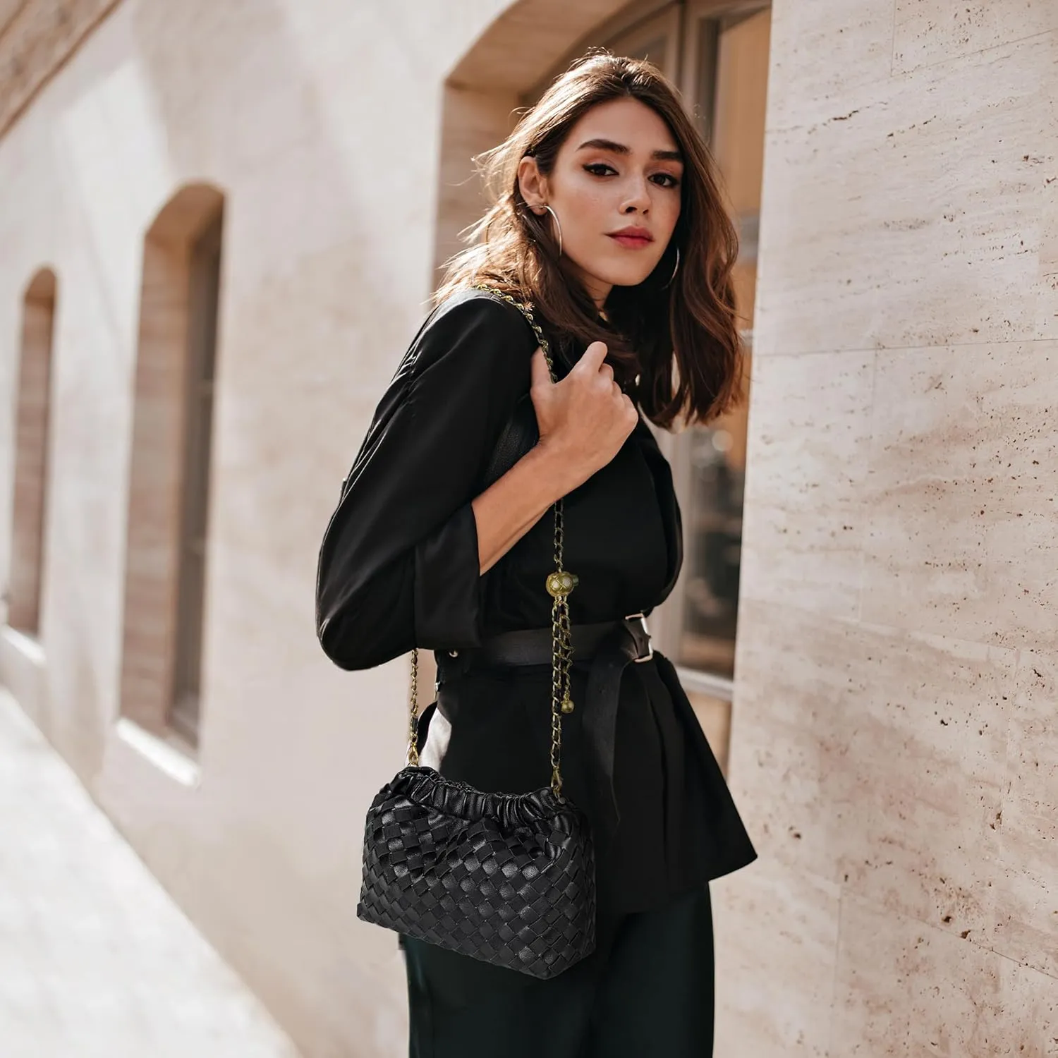 Joryin Woven Women's Crossbody Bag & Evening Purse, Trendy Dumpling Clutch & Hobo Cloud Shoulder Bag Trendy Dumpling Clutch