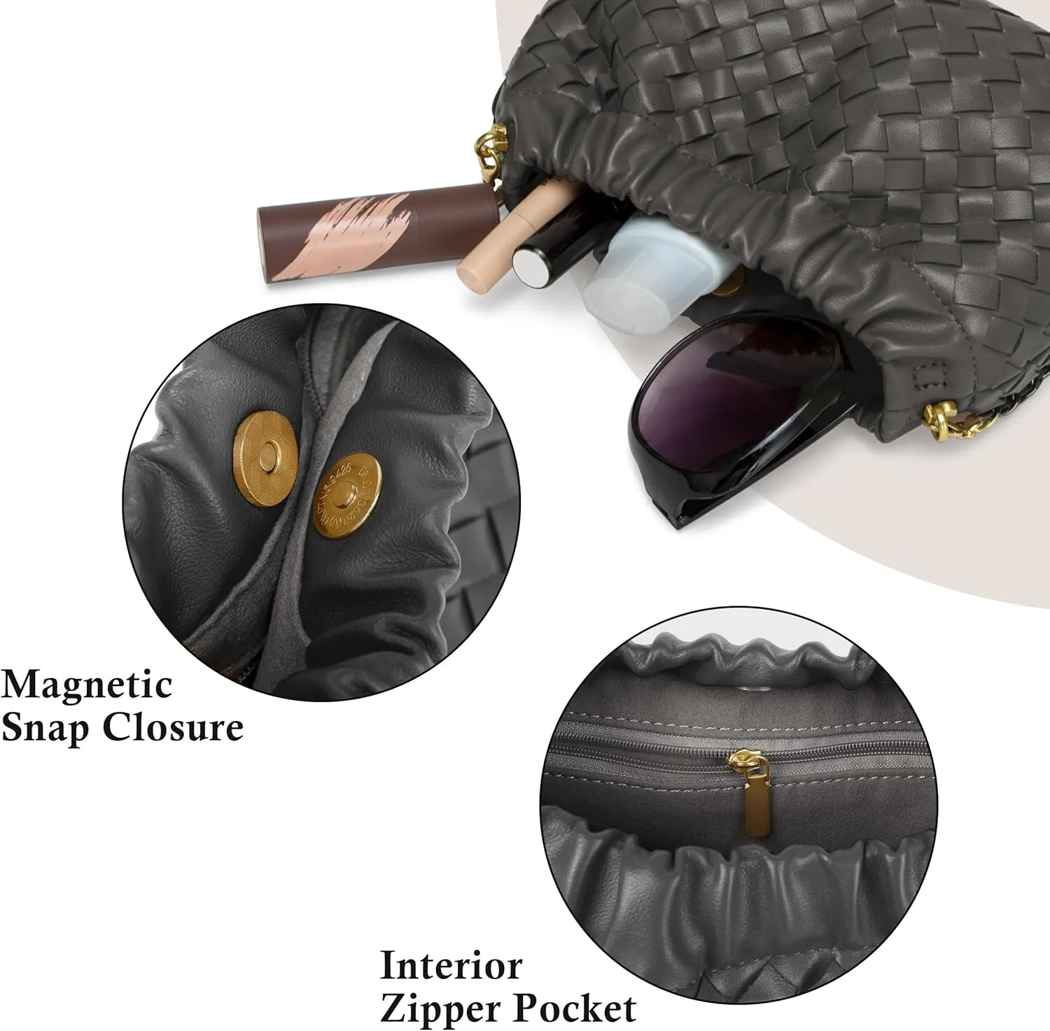 Joryin Woven Women's Crossbody Bag & Evening Purse, Trendy Dumpling Clutch & Hobo Cloud Shoulder Bag Trendy Dumpling Clutch