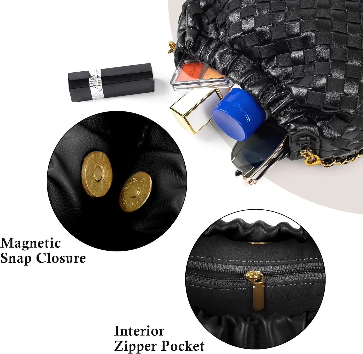 Joryin Woven Women's Crossbody Bag & Evening Purse, Trendy Dumpling Clutch & Hobo Cloud Shoulder Bag Trendy Dumpling Clutch