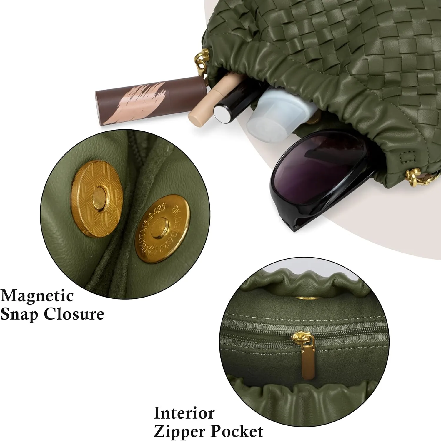 Joryin Woven Women's Crossbody Bag & Evening Purse, Trendy Dumpling Clutch & Hobo Cloud Shoulder Bag Trendy Dumpling Clutch