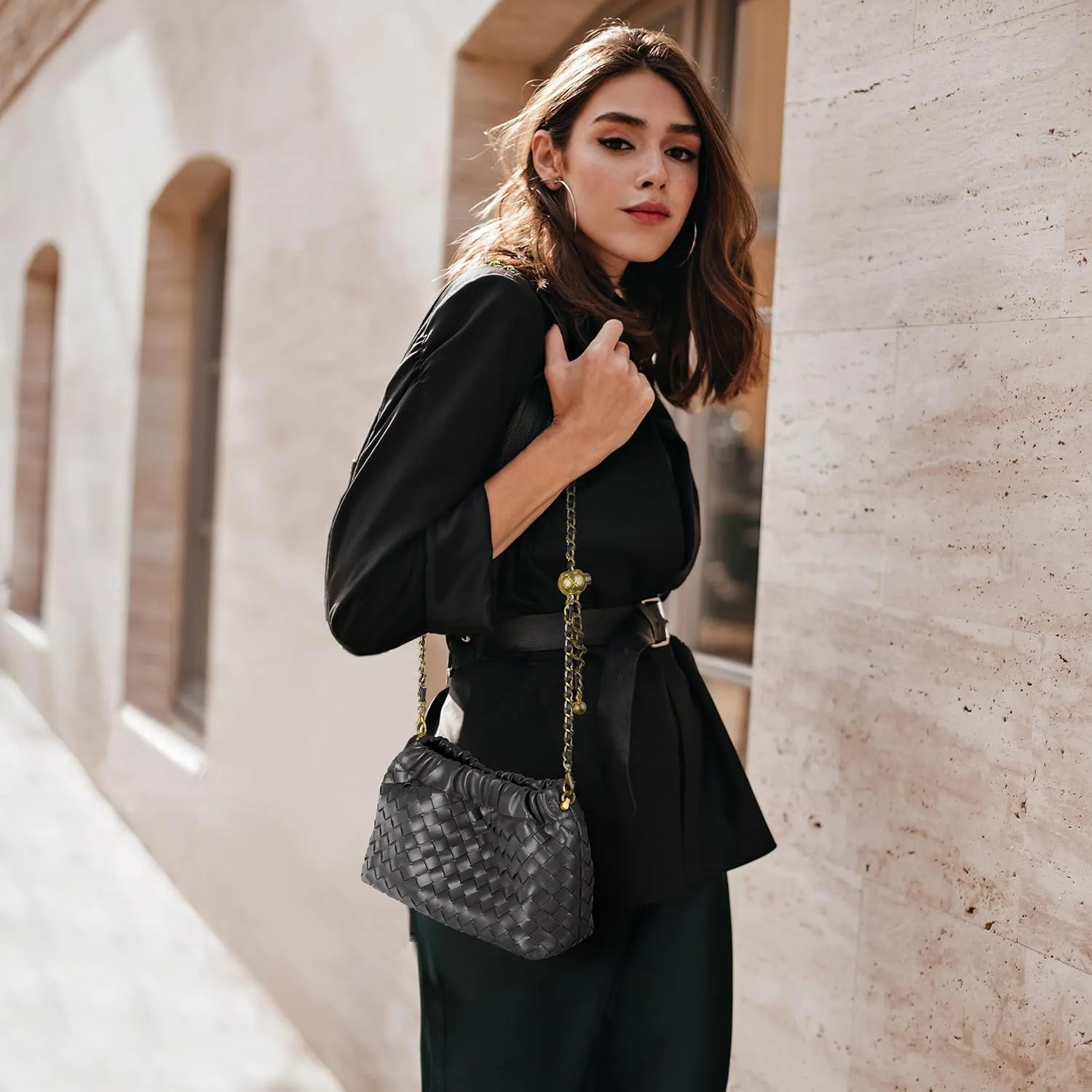Joryin Woven Women's Crossbody Bag & Evening Purse, Trendy Dumpling Clutch & Hobo Cloud Shoulder Bag Trendy Dumpling Clutch