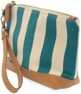 Joy Susan Women's Fashion Purse Awning Stripe Wristlet Canvas Bag Hand Bag