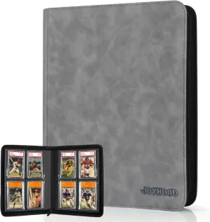 JoyHood Graded Card Binder, Graded Cards Holder with 4 Slot, Graded Card Storage Album compatible with PSA/CGC/PCG Slabs, Holds 40 Graded Cards (Grey)