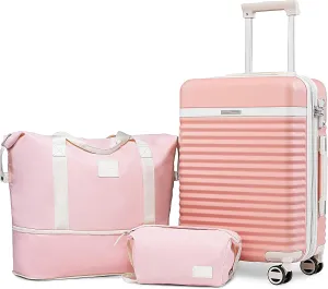 Joyway 20 Inch Carry on Luggage Set, 3 Piece Luggage Set with Spinner Wheel and TSA Lock, Hardshell Expandable Suitcase Set with Duffel Bag