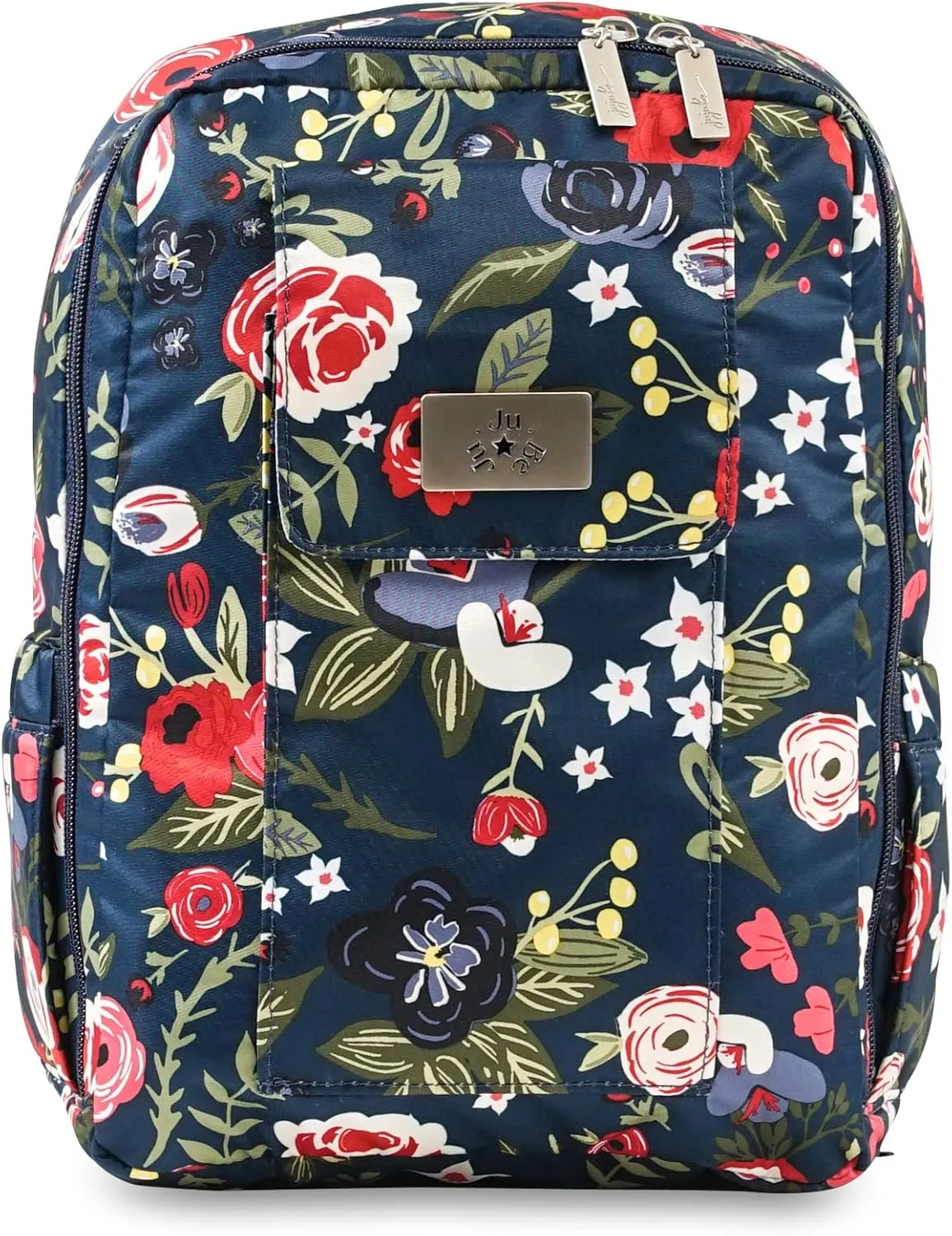JuJuBe | Small Lightweight Travel Diaper Backpack with Padded Adjustable Straps | Classic Collection Midnight Posy