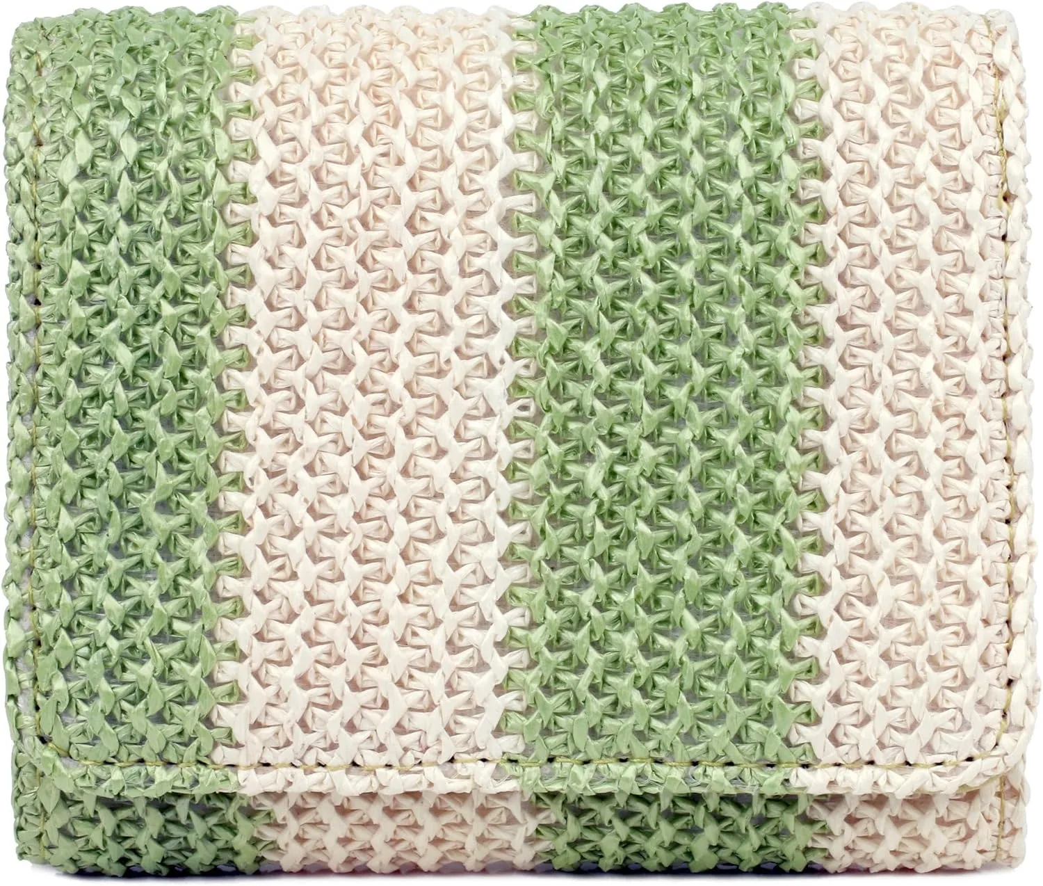 Julia Buxton Striped Straw Vegan Leather Medium Trifold