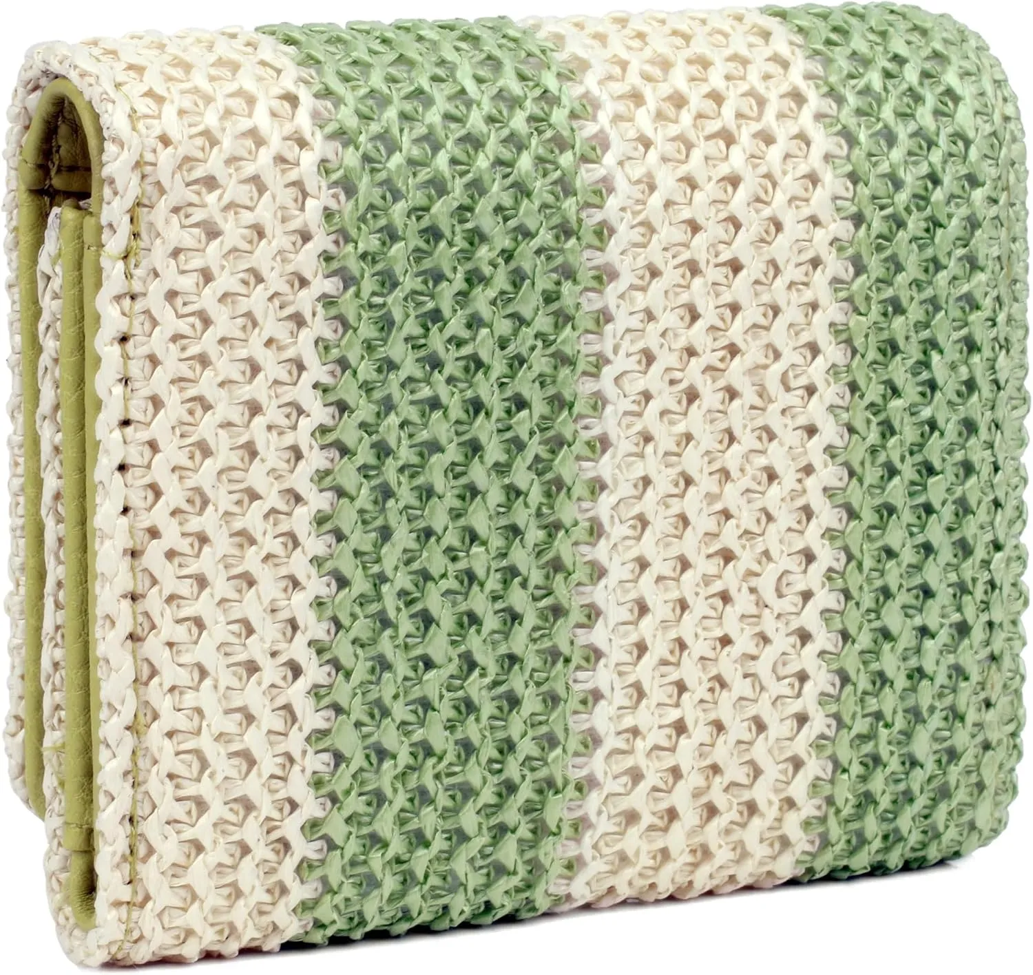 Julia Buxton Striped Straw Vegan Leather Medium Trifold