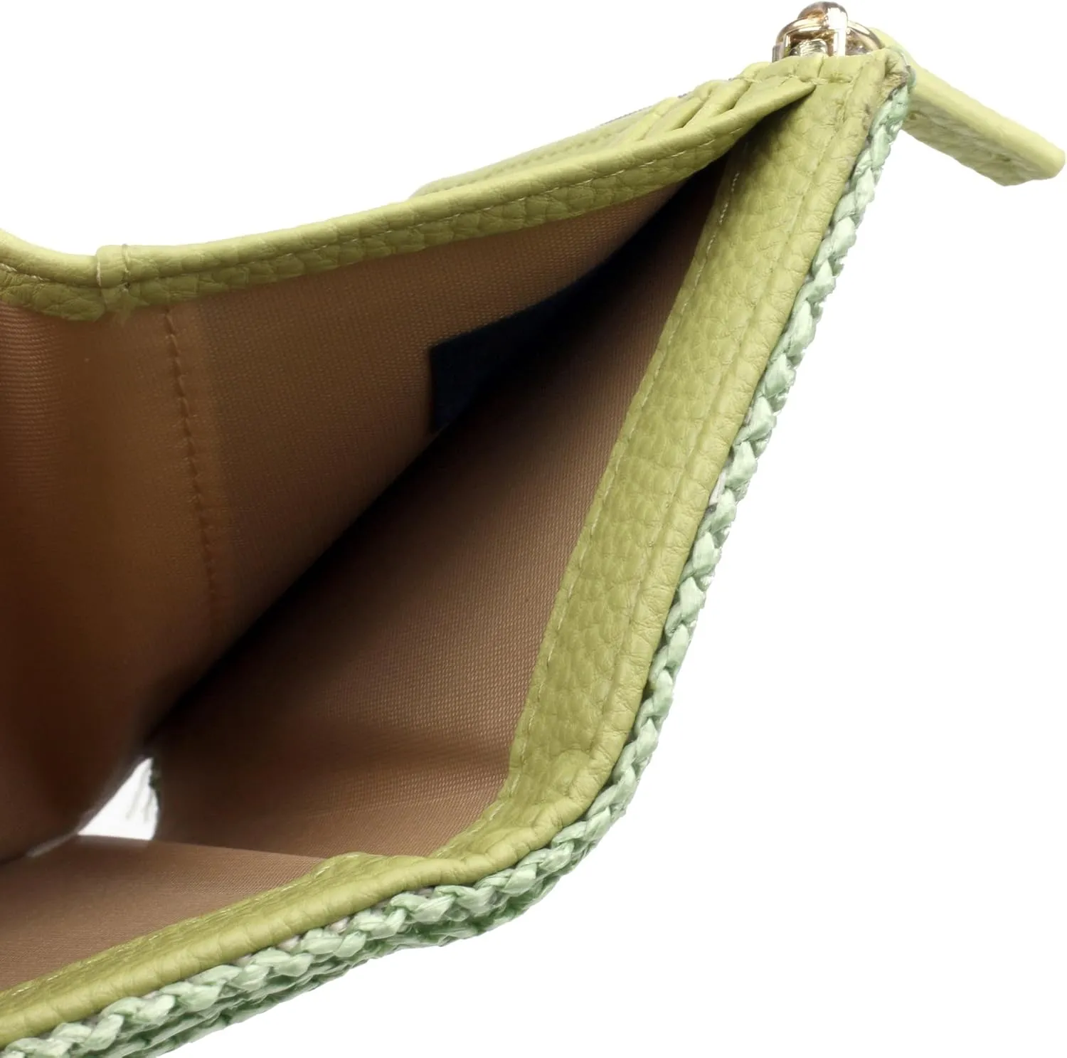 Julia Buxton Striped Straw Vegan Leather Medium Trifold