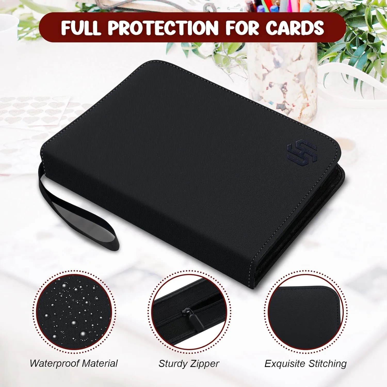 Jumbo Card Binder, HYMENEX 80 Pockets Trading Card Binder with 40 Removable Sleeves and Zipper for Jumbo Oversized Cards - Portable & Lightweight 5.9" x 8.1" (Size XL)