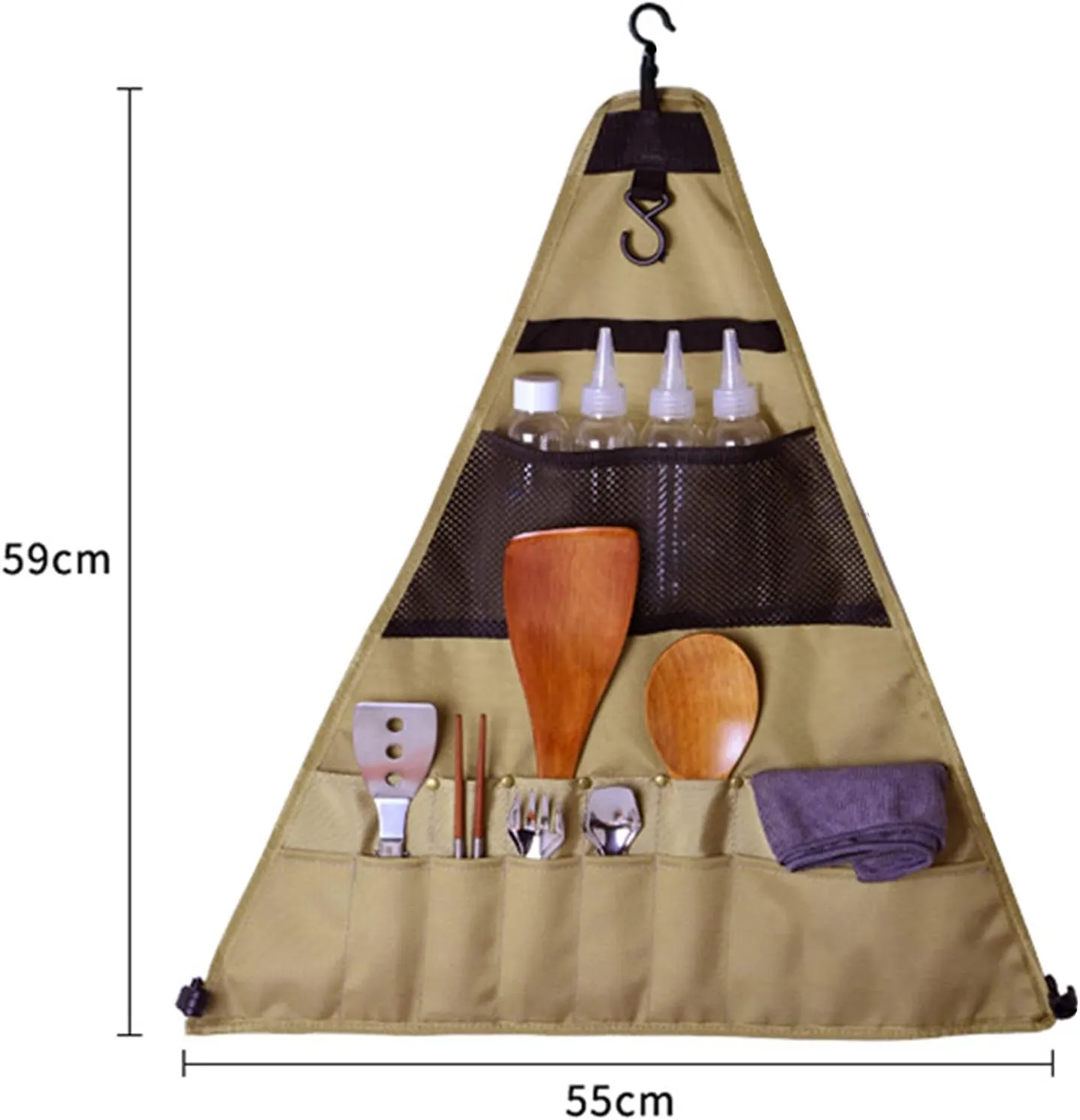 JUOPZKENN Camping Tableware Storage Bag,Portable Triangle Oxford Cloth Tableware Hanging Bag,Outdoor Cooking Tools Storage for BBQ Camping Hiking Travel