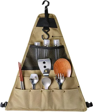 JUOPZKENN Camping Tableware Storage Bag,Portable Triangle Oxford Cloth Tableware Hanging Bag,Outdoor Cooking Tools Storage for BBQ Camping Hiking Travel