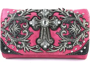 Justin West Concealed Carry Vineyard Western Embroidered Tooled Cross Handbag
