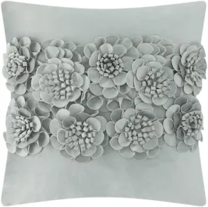 JWH Handmade 3D Flower Throw Pillow Covers Aesthetic Decorative Colorful Floral Accent Pillow Cases Stereo Pillowcase Cute Cushion for Car Bed Couch Bedroom 18x18 Inch Gray