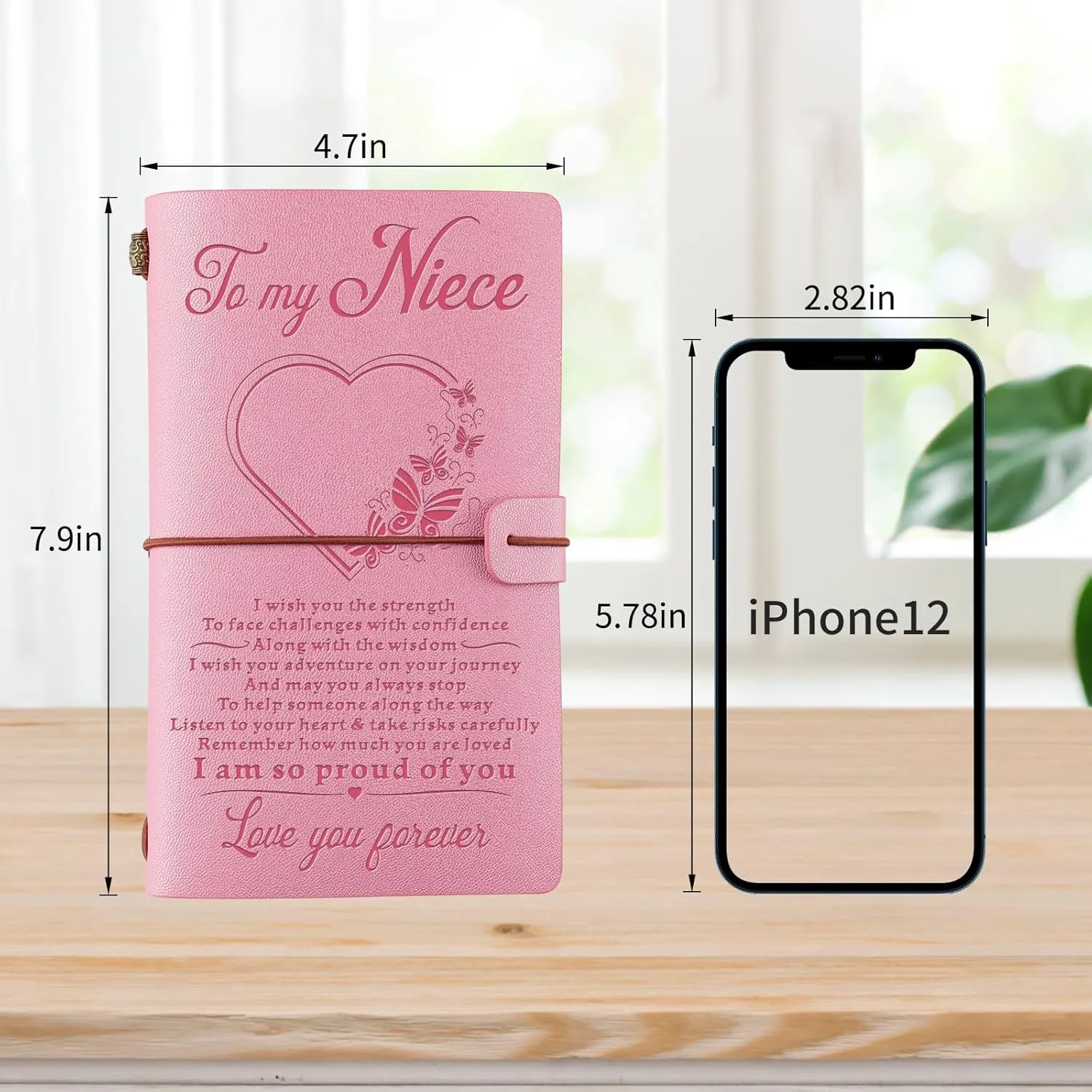 KAAYEE Niece Gifts from Auntie, Gifts for Niece 140 Page Refillable Journal, Graduation to School Mothers Day Birthday Christmas Gifts for Niece from Aunt Uncle Pink