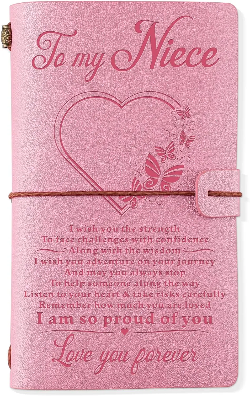 KAAYEE Niece Gifts from Auntie, Gifts for Niece 140 Page Refillable Journal, Graduation to School Mothers Day Birthday Christmas Gifts for Niece from Aunt Uncle Pink