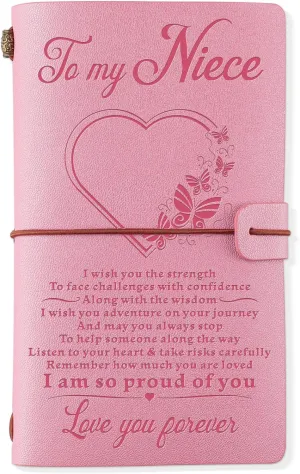 KAAYEE Niece Gifts from Auntie, Gifts for Niece 140 Page Refillable Journal, Graduation to School Mothers Day Birthday Christmas Gifts for Niece from Aunt Uncle Pink