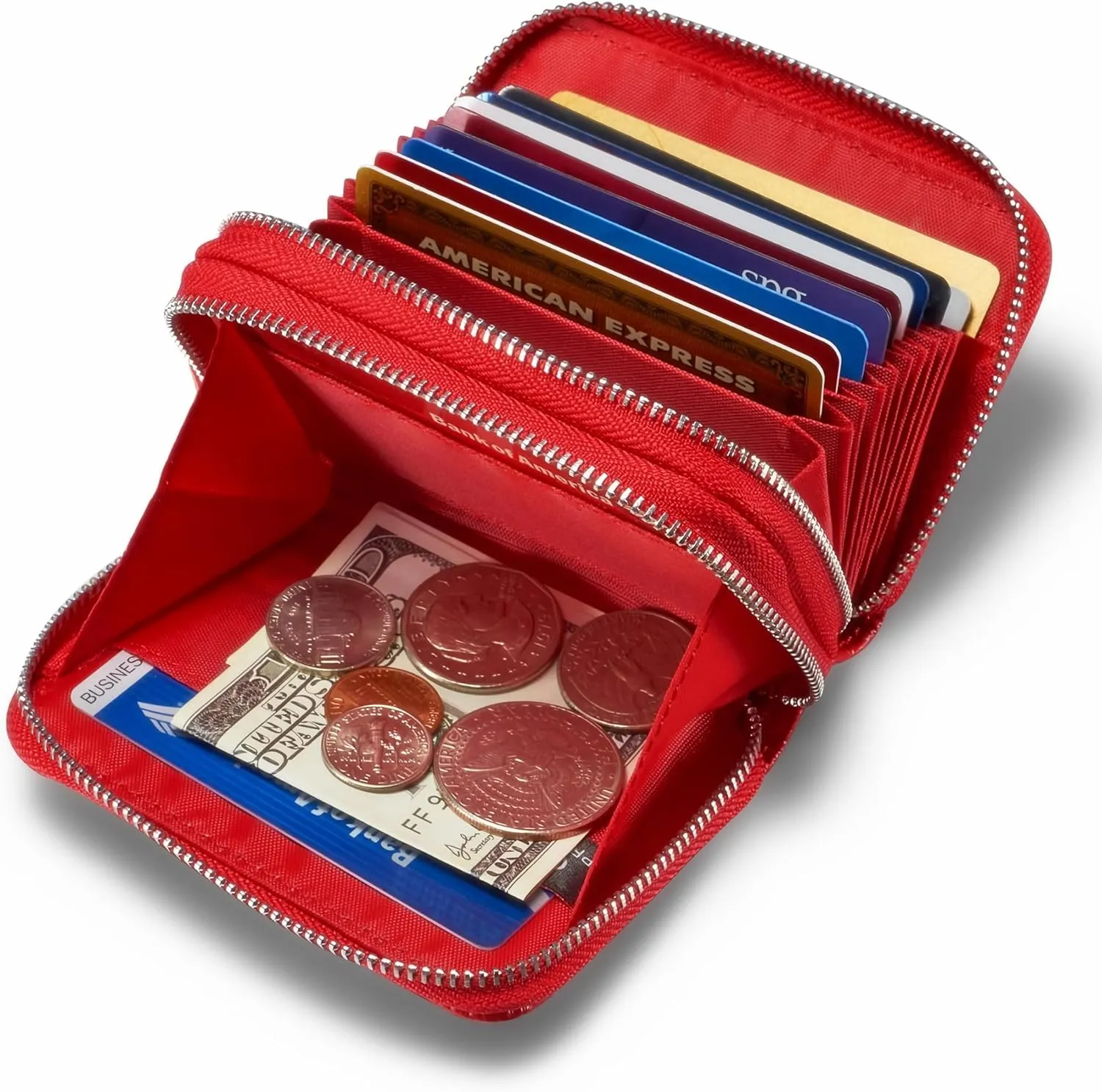 KALMORE Women's Leather RFID Secured Spacious Cute Zipper Card Wallet Small Purse