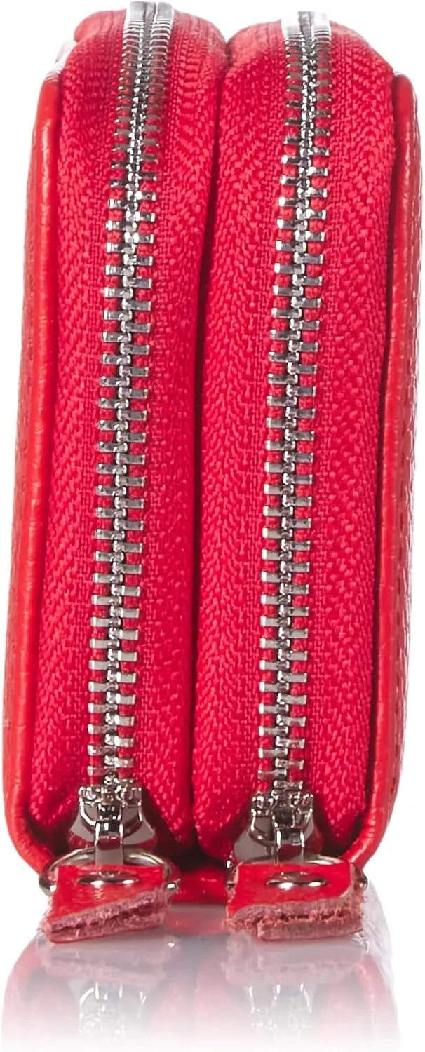 KALMORE Women's Leather RFID Secured Spacious Cute Zipper Card Wallet Small Purse