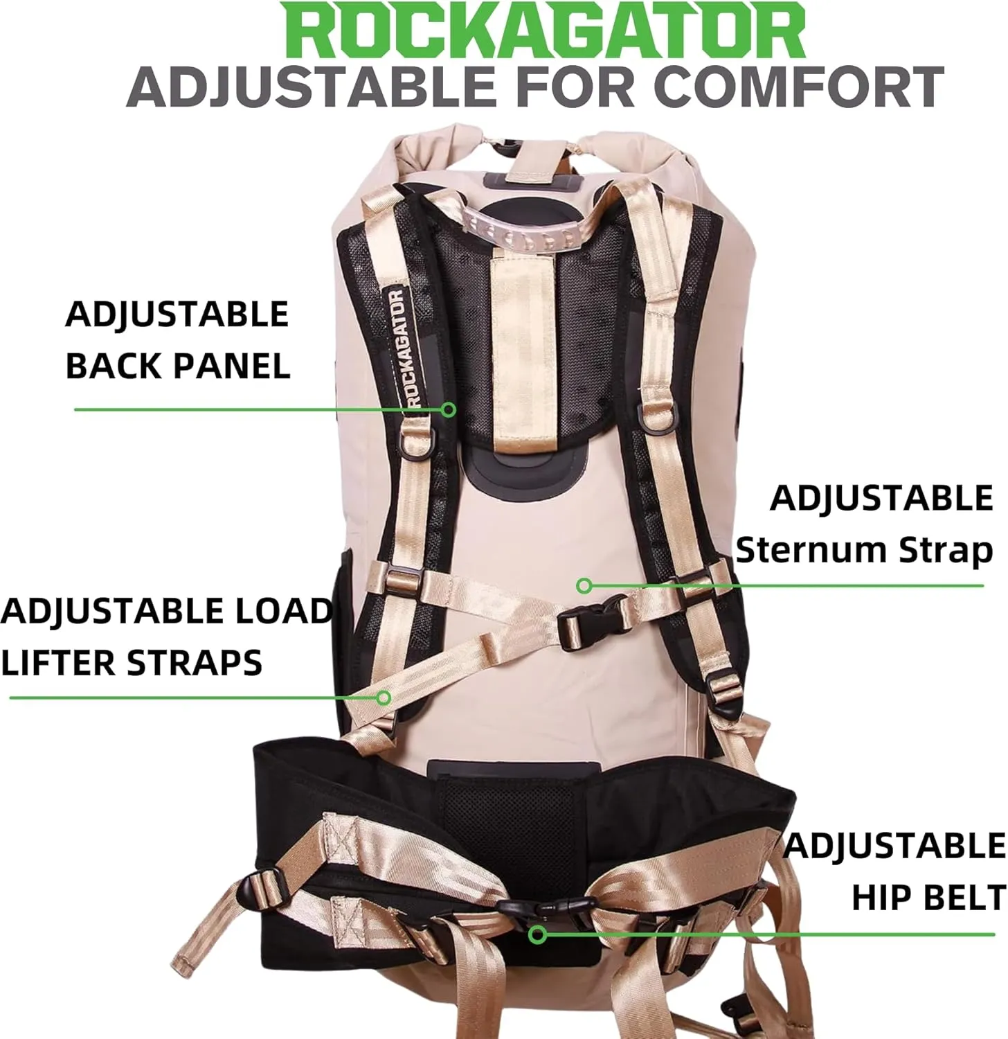 Kanarra 90L Waterproof Backpack for Camping, Hiking, Mountaineering, Backpacking, Hunting, Fishing, Canoeing, Outdoor Activities, The Wet Outdoors - Large Capacity, Roll Top Closure, Tan
