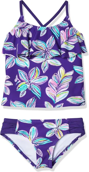 Kanu Surf Girls' Charlotte Flounce Tankini Beach Sport 2-Piece Swimsuit