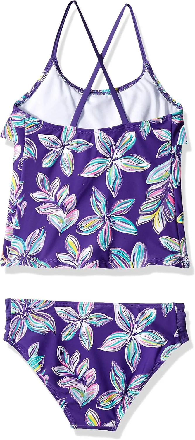 Kanu Surf Girls' Charlotte Flounce Tankini Beach Sport 2-Piece Swimsuit