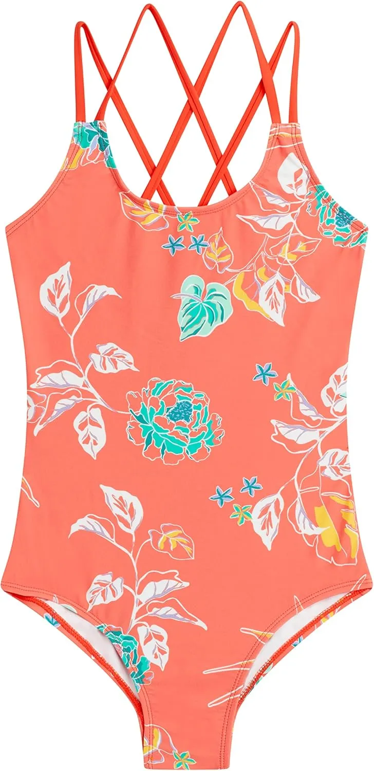 Kanu Surf Girls' Reese UPF 50 Beach Sport Criss-Cross One Piece Swimsuit