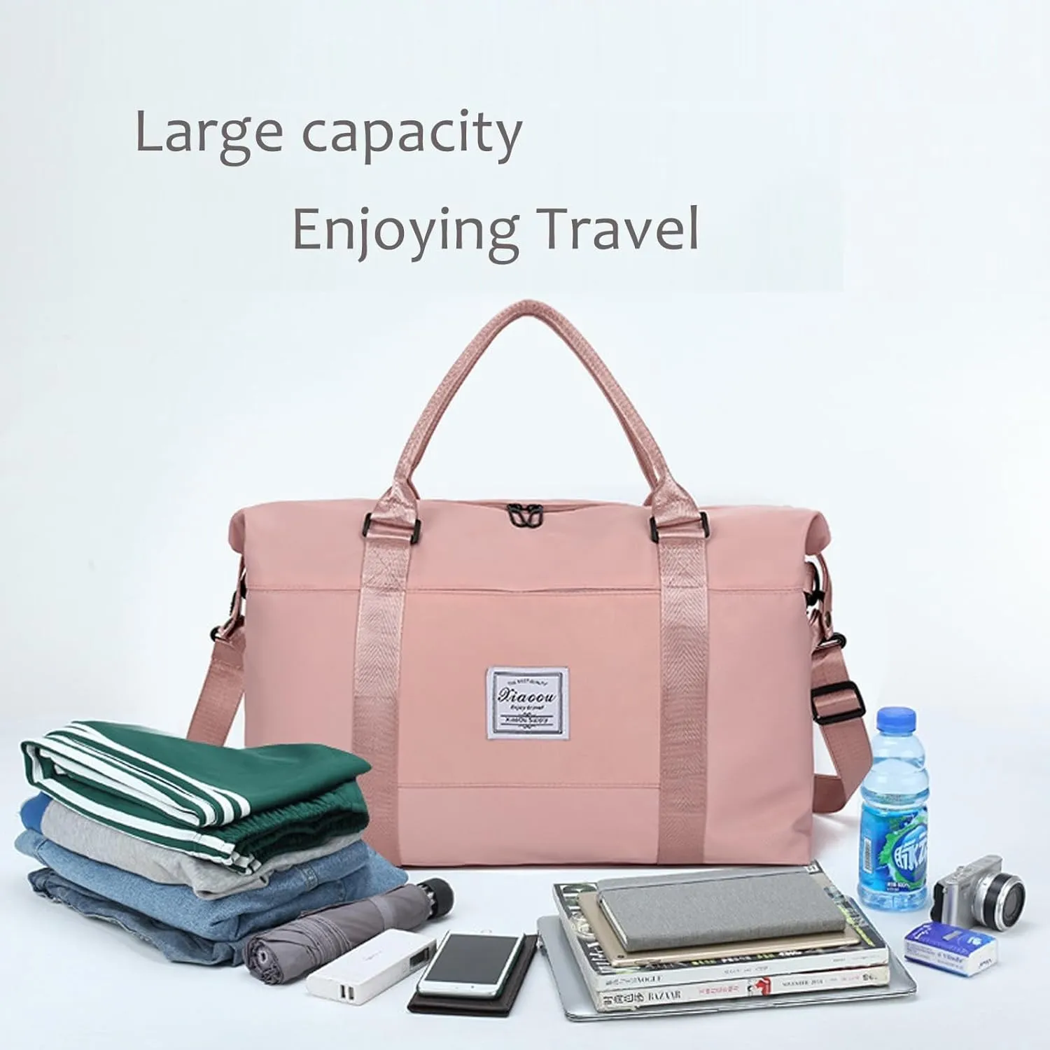 KARRESLY Travel Duffel Bag for Women,Shoulder Weekender Overnight Bag Sports Gym Tote Bag,Waterproof(Green) free size
